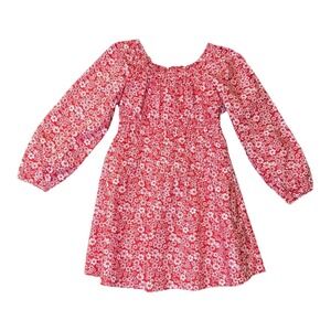 Crewcuts Girls Size 8 Red Floral Smocked Square Neck Long Sleeve Dress‎ NWT